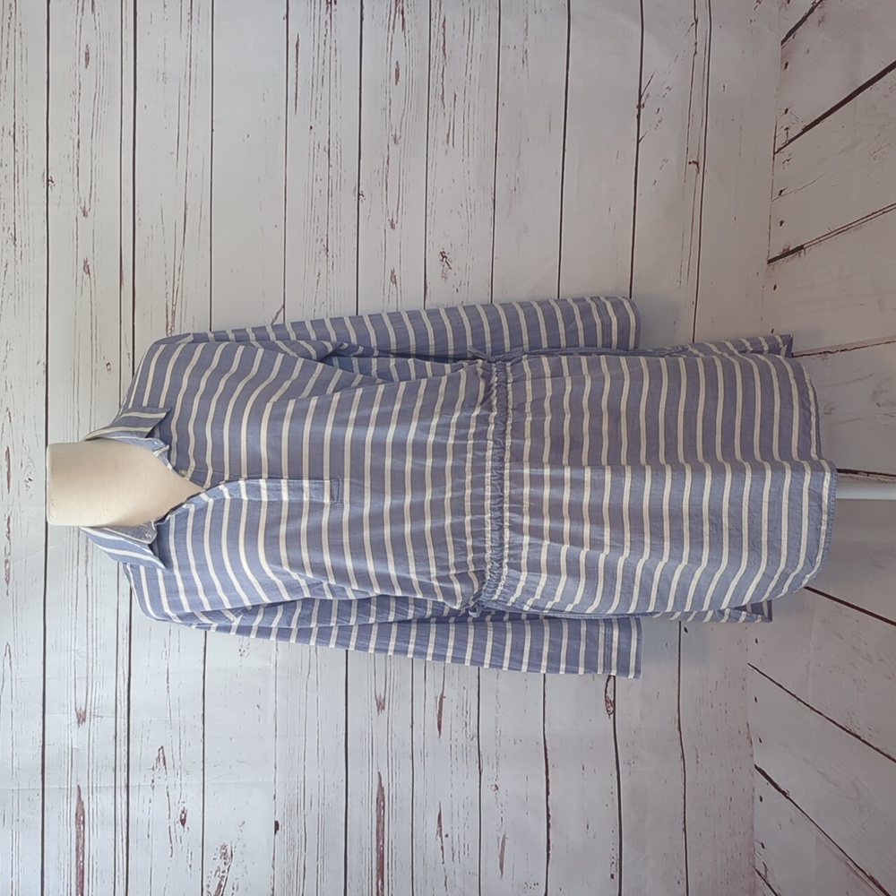 Gap Chambray Blue Striped Preppy Nautical Summer Cotton Shirtdress Women's Small